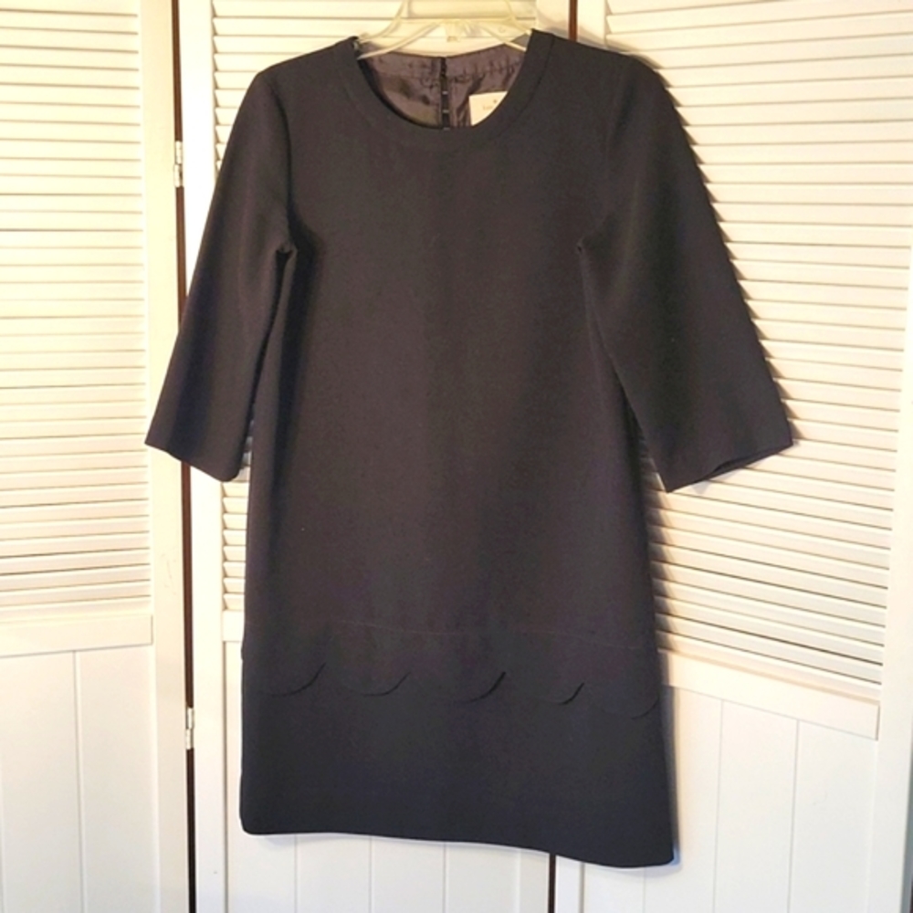KATE SPADE  BLACK MINI?DRESS SZ0  with 3/4 LENGTH SLEEVES